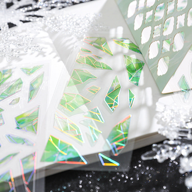 Paper Trace 3D Laser Gold Glass Fragments PET Stickers - Broken Heart Series, 3 Pcs - ViktaShop