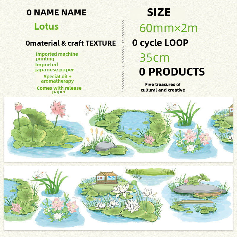 Vintage Landscape Scenery Tape - Retro Ancient Style Garden Culture - 2m - ViktaShop