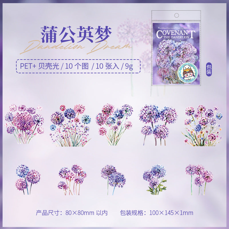 Dandelion Theme PET Sticker Pack, 10 Pcs - ViktaShop