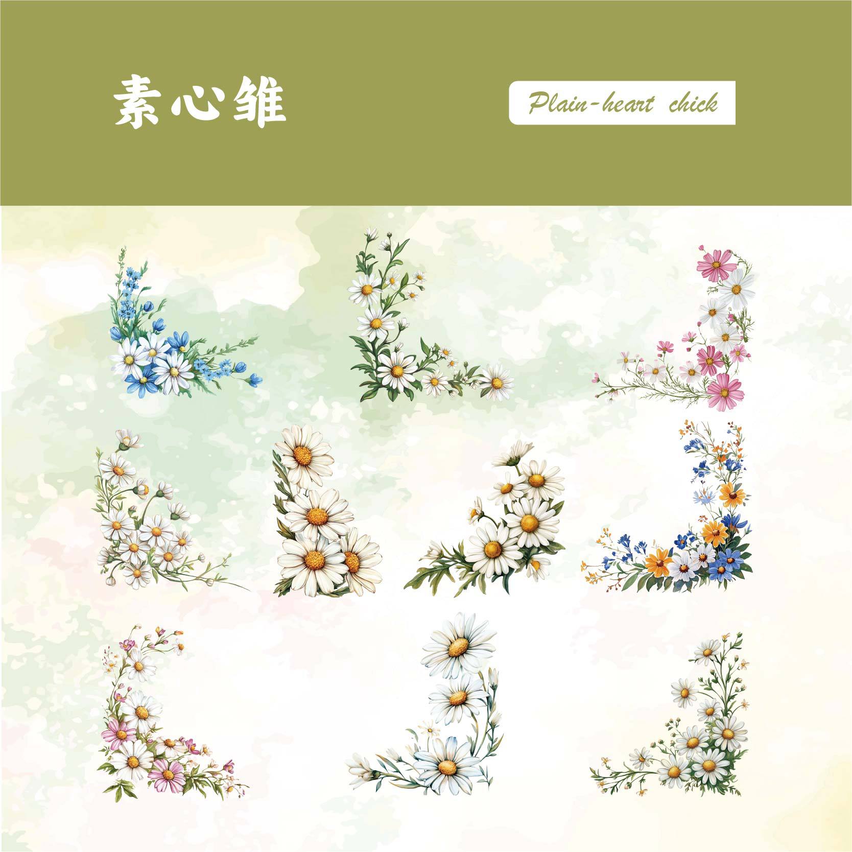 Retro Flower Corner Stickers – DIY Plant Border for Hand Accounts, 6 Options - ViktaShop