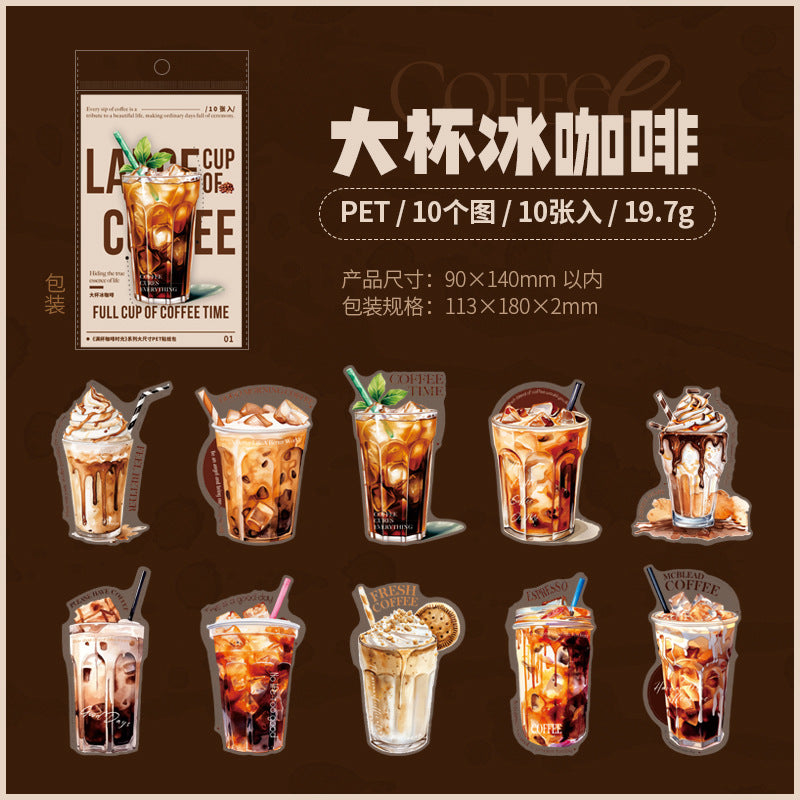 Full Cup Coffee Large Size PET Sticker - ViktaShop