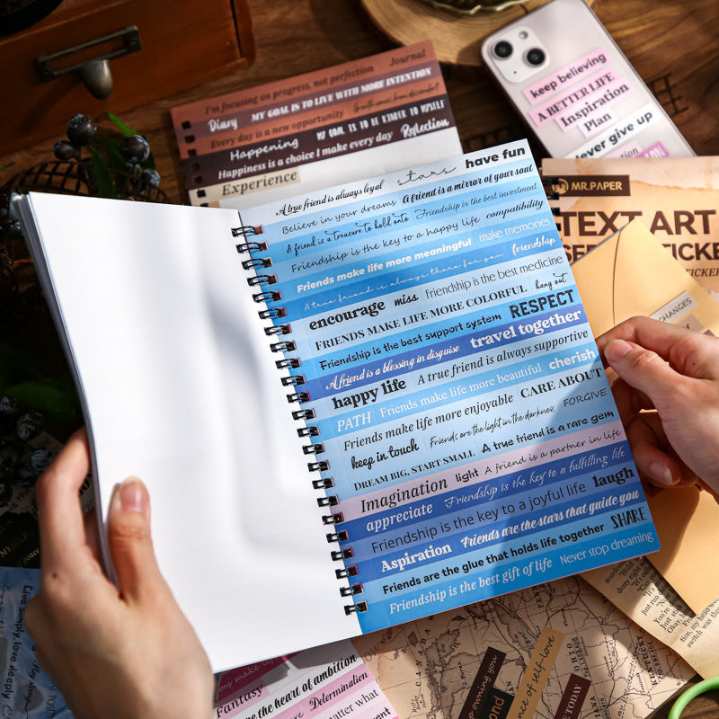 Text Art Writing Paper Stickers - ViktaShop