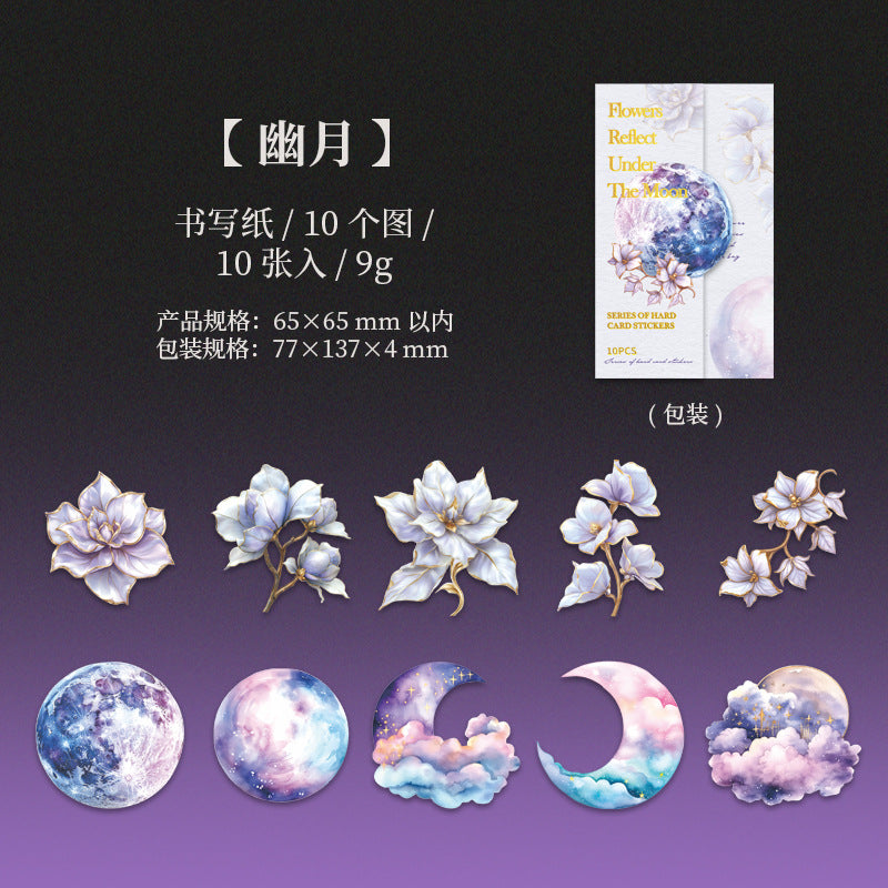 Hard Card Flower Stickers – Moon Flower Series, 6 Options - ViktaShop