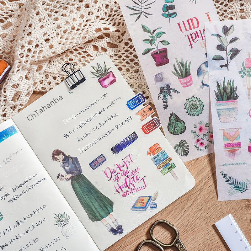 Small Fresh Flat DIY Stickers, 3 Sheets - ViktaShop