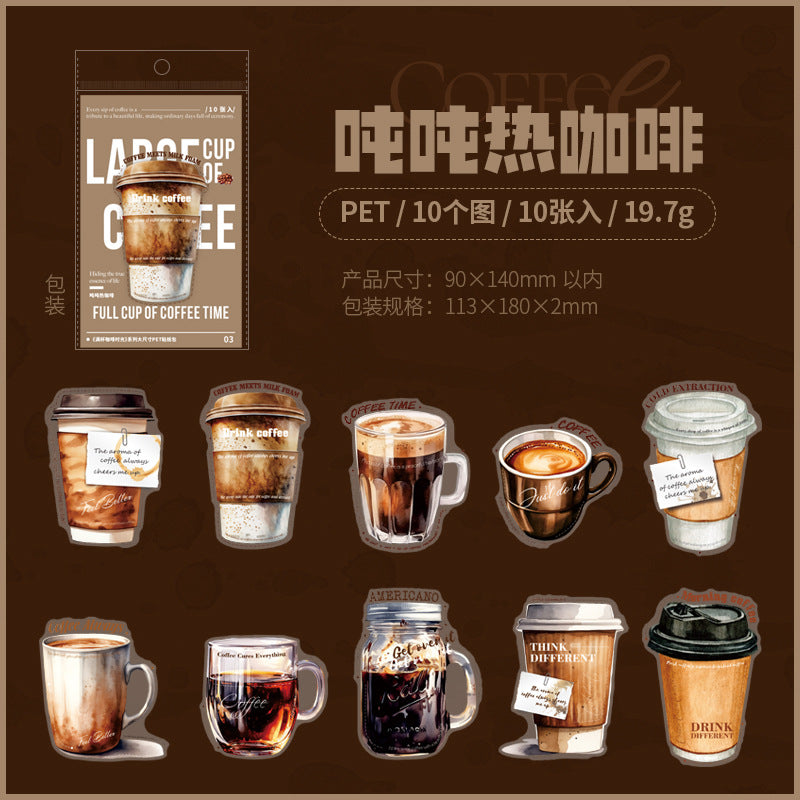 Full Cup Coffee Large Size PET Sticker - ViktaShop