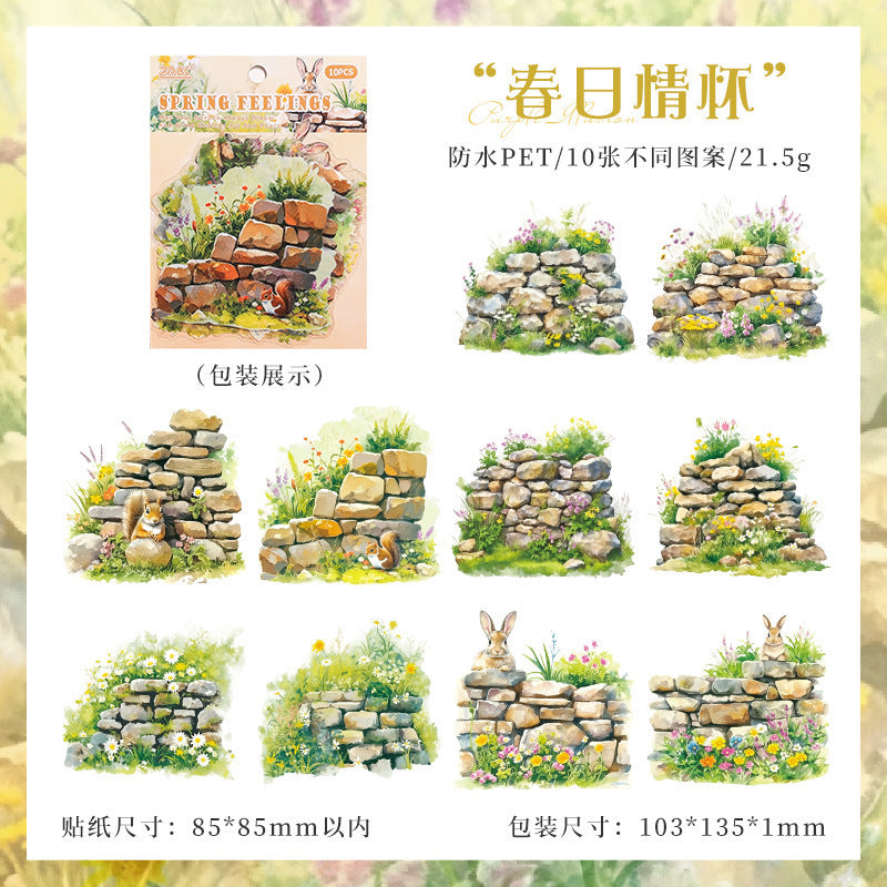 Secret Garden Landscape Stickers – Transparent PET Brick Wall & Flower Wall - ViktaShop