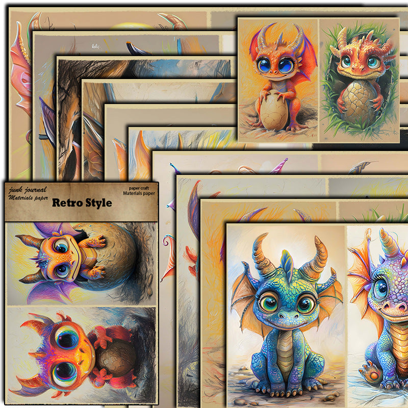 Retro Animal Pattern Scrapbooking Base Paper - Vintage Style, 10 Sheets - ViktaShop