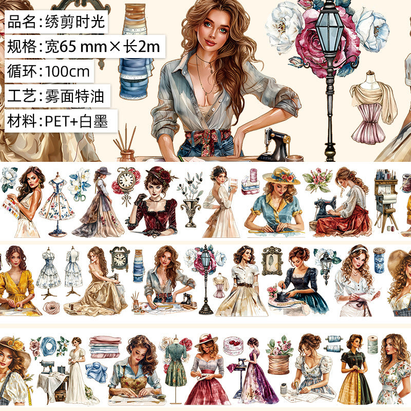 Retro Flower Hand Account Tape – Antique Material, PET Tape - 2m - ViktaShop