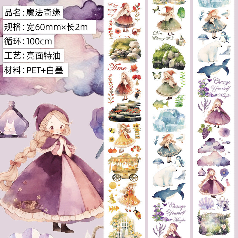 PET Journal Tape – Flower Material & Retro Character - 2m - ViktaShop