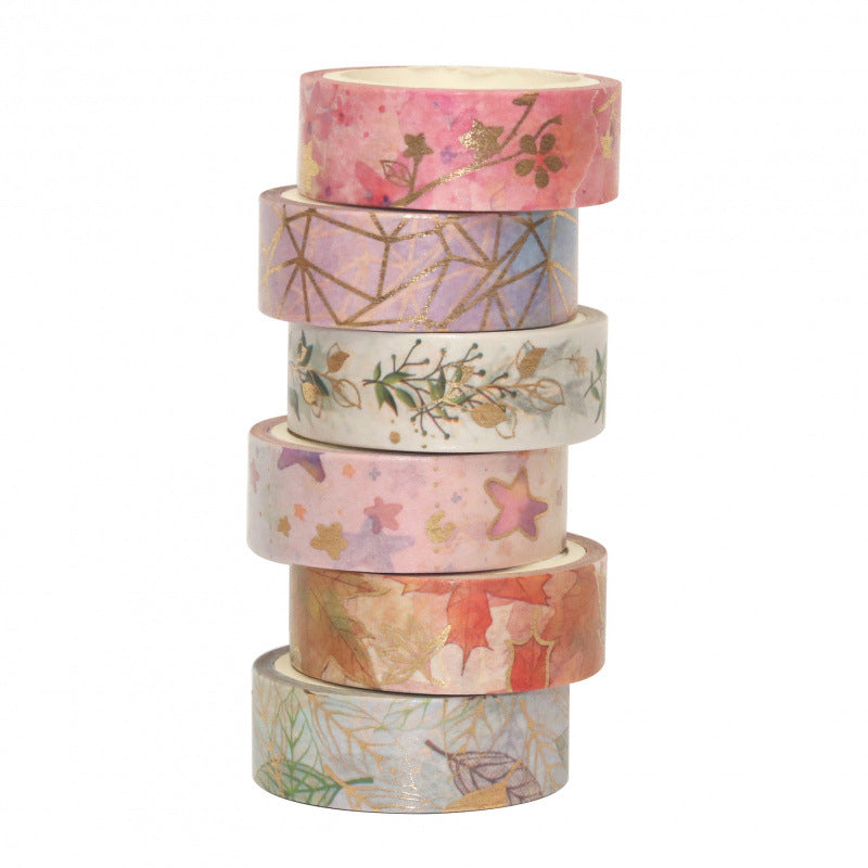 Floral Hot Stamping Washi Tape Set – 6 Rolls - ViktaShop