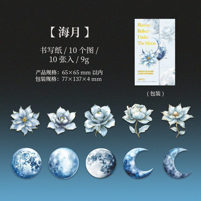 Hard Card Flower Stickers – Moon Flower Series, 6 Options - ViktaShop