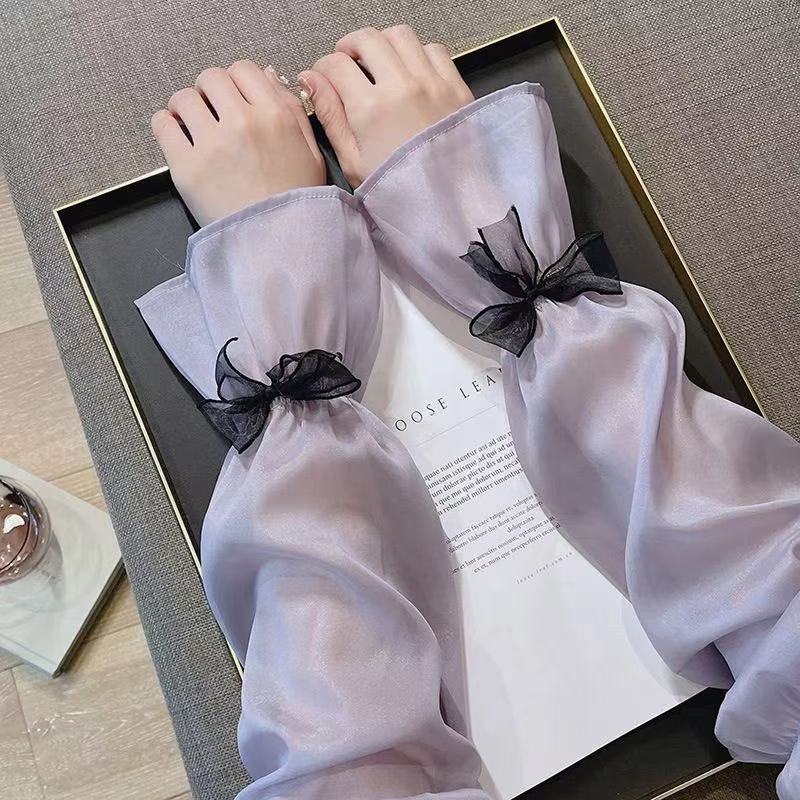 Summer Mesh Bow Ice Silk Sleeve - Flared Design - ViktaShop