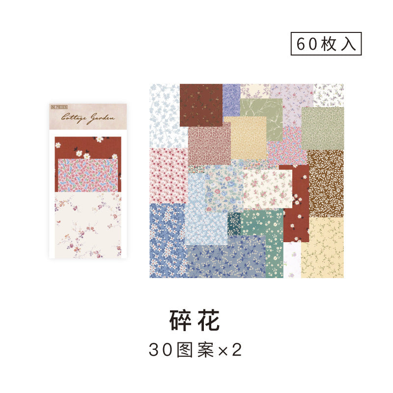 Village Garden Series Decorative Paper for Scrapbooking, 60 Pcs - ViktaShop