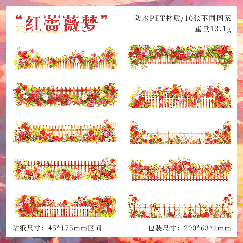 Flat Long PET Sticker Pack – Plant Theme, 10 Pcs - ViktaShop