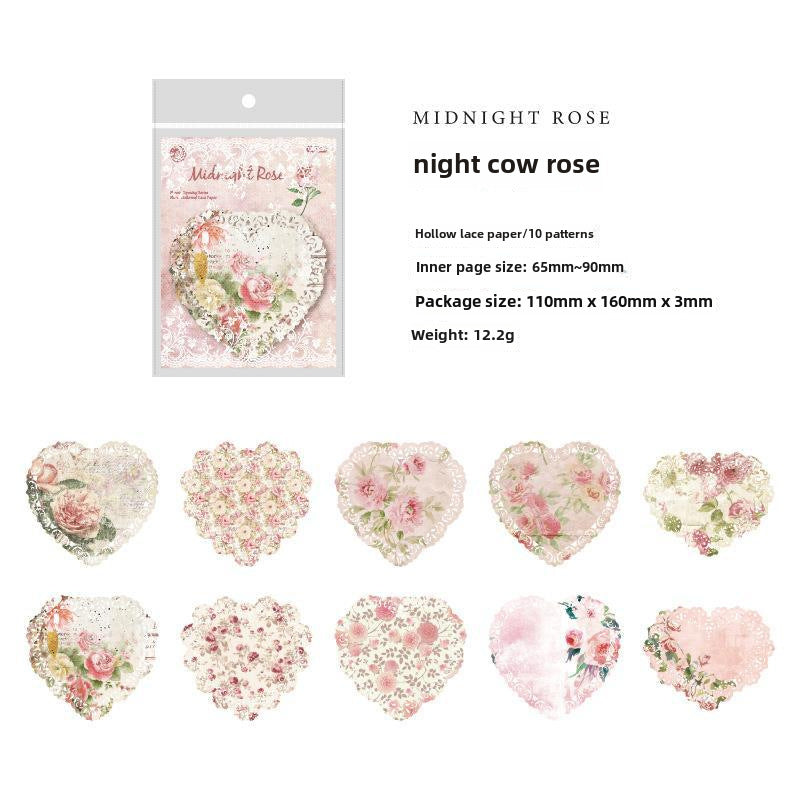 Lace Retro Art Floral Base Material Paper Notes, 10 Pcs - ViktaShop