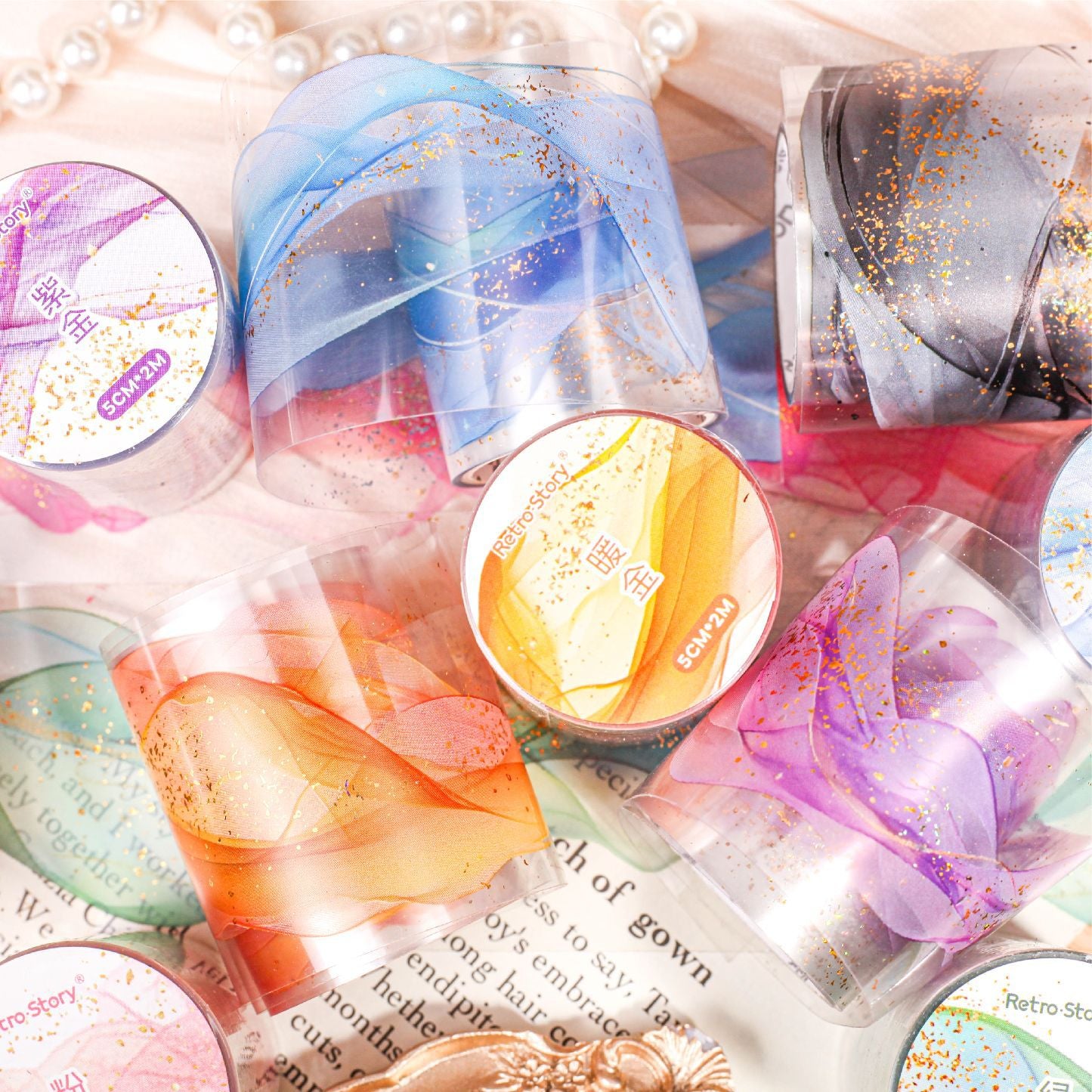 Flowing Gold Series – Retro Story PET Tape Fantasy Gauze, 2m - ViktaShop