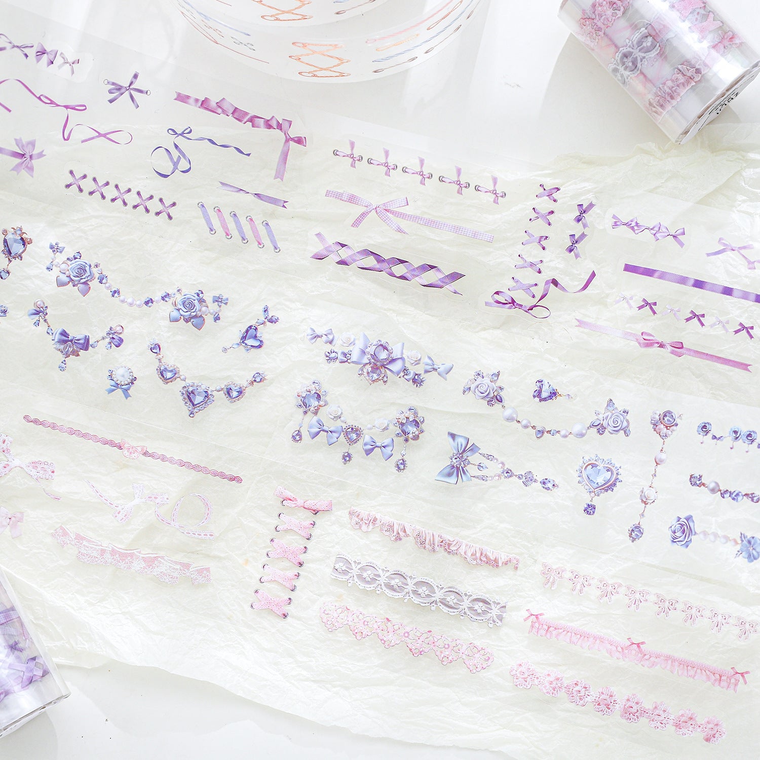 Fragments Daily Series – Border Split Line PET Tape, Retro Bow Design, 2m - ViktaShop