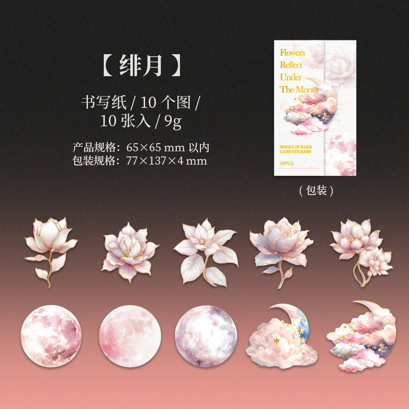 Hard Card Flower Stickers – Moon Flower Series, 6 Options - ViktaShop