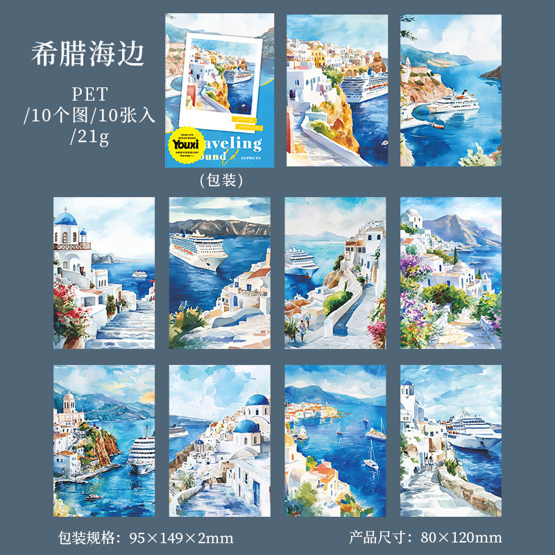 Travel Around the World Series Washi Sticker, 6 Pcs - ViktaShop