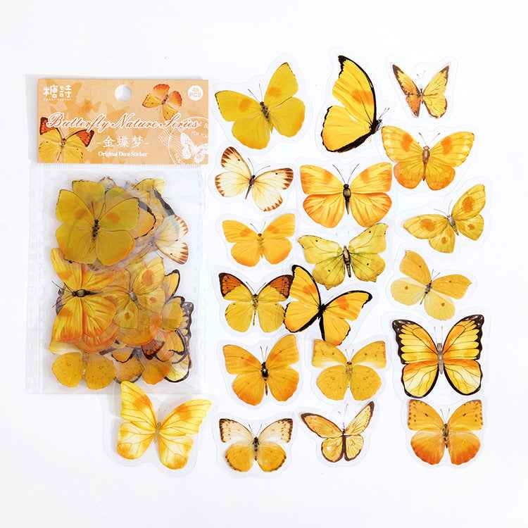 Vintage Butterfly PET Stickers, 40 Pcs