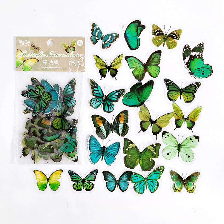 Vintage Butterfly PET Stickers, 40 Pcs - ViktaShop