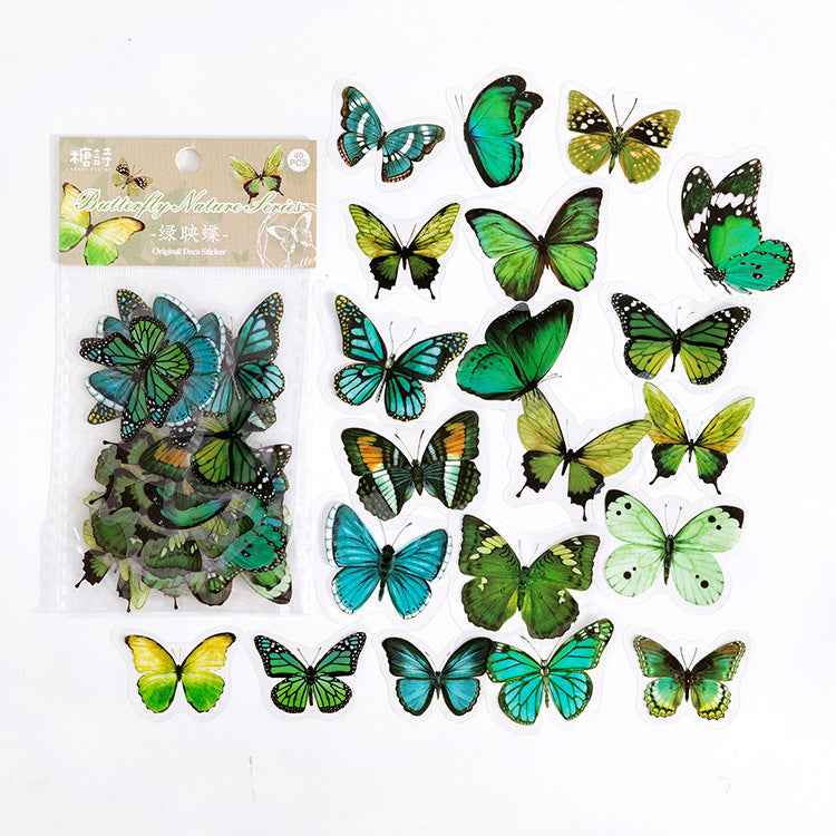 Vintage Butterfly PET Stickers, 40 Pcs