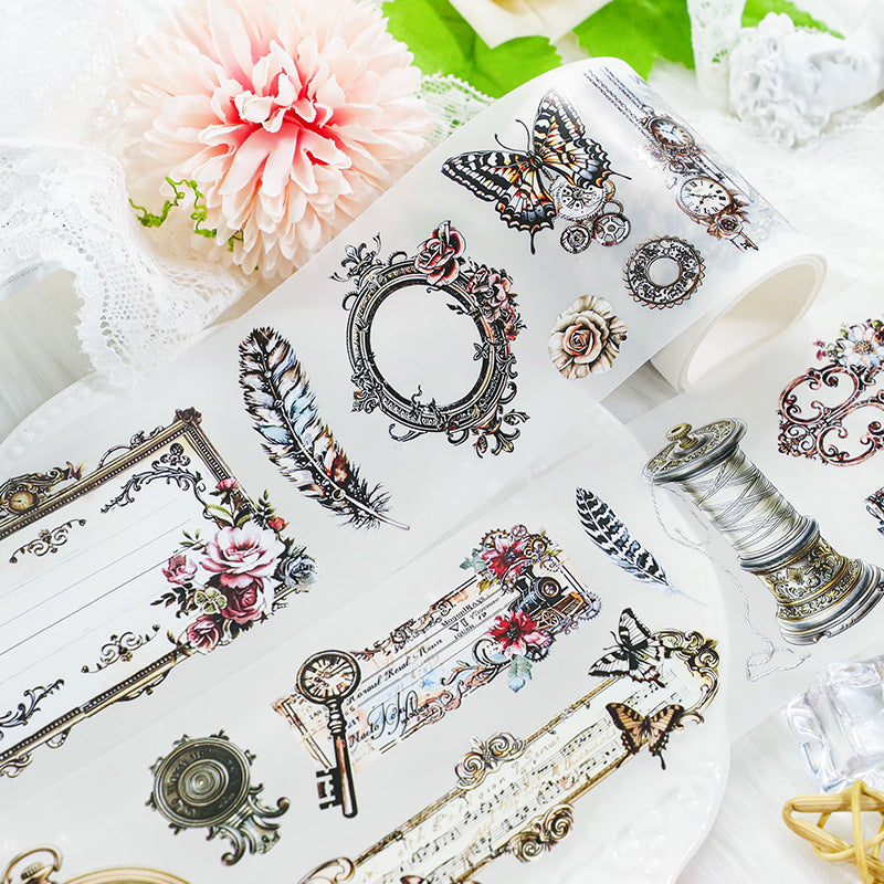 Retro Flower Hand Account Tape – Antique Material, PET Tape - 2m - ViktaShop