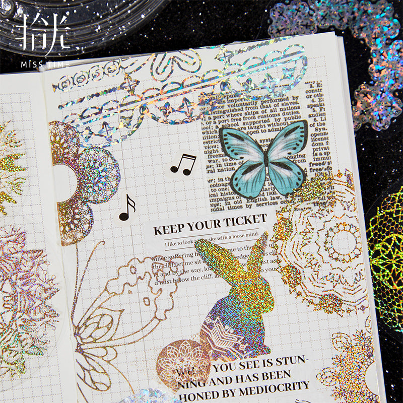 PET Laser Sticker Pack - Silver Sea Flower, 6 Options - ViktaShop