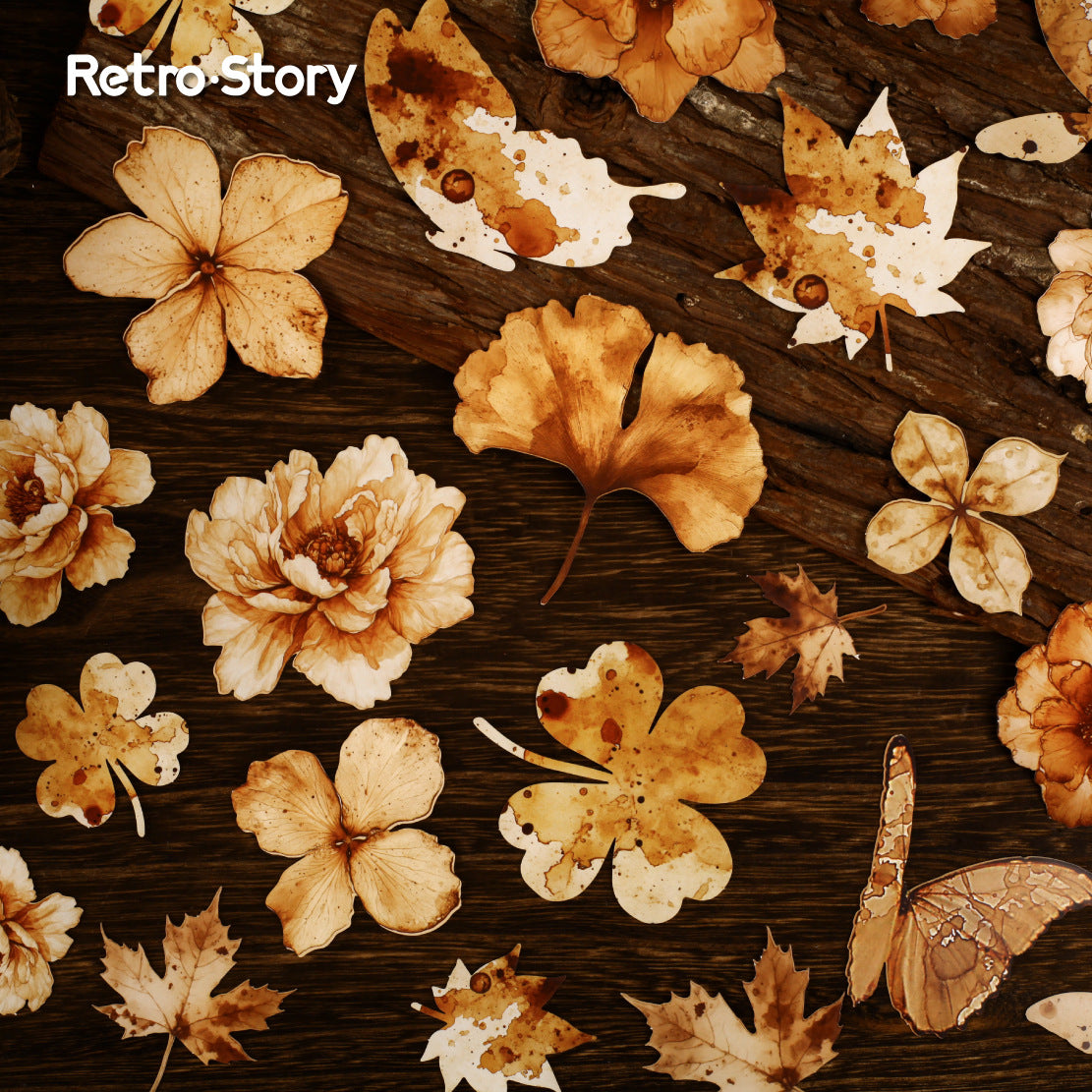 Retro Vintage Flower Stickers - Erui Flower Series, 4 Options - ViktaShop