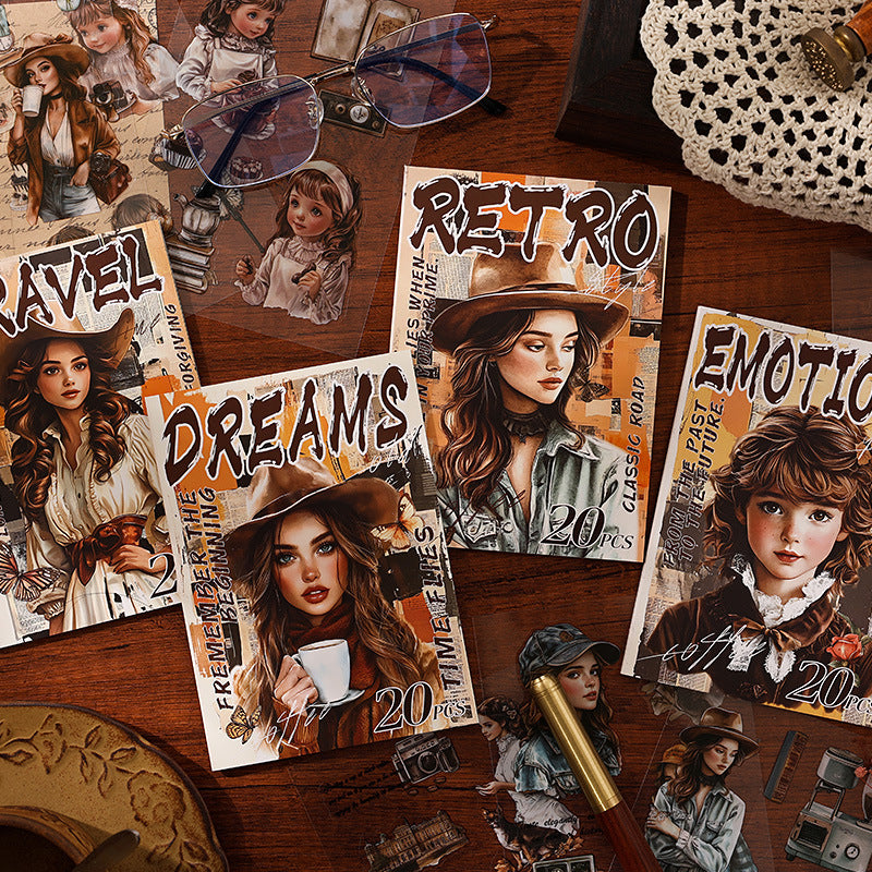 Retro PET Sticker Book - Retrospective Time Series - 20 pcs - ViktaShop