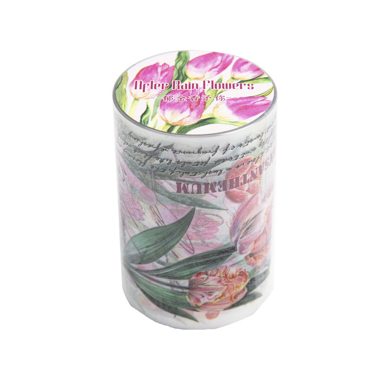 Rain Flowers Series, Watercolor Plants PET Tape, 6 Options - ViktaShop