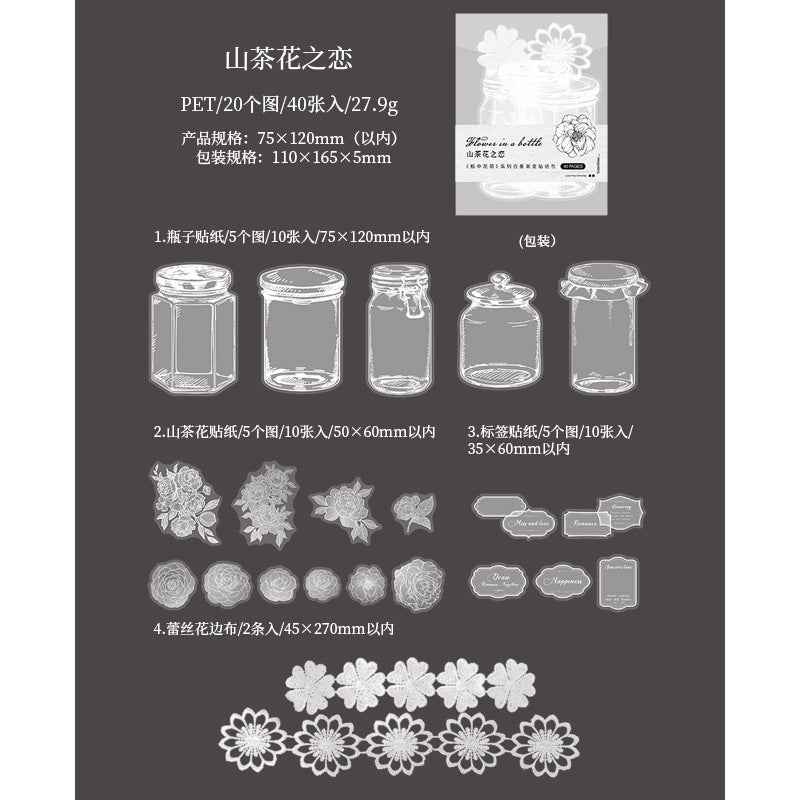 Flower Feather Series PET Stickers