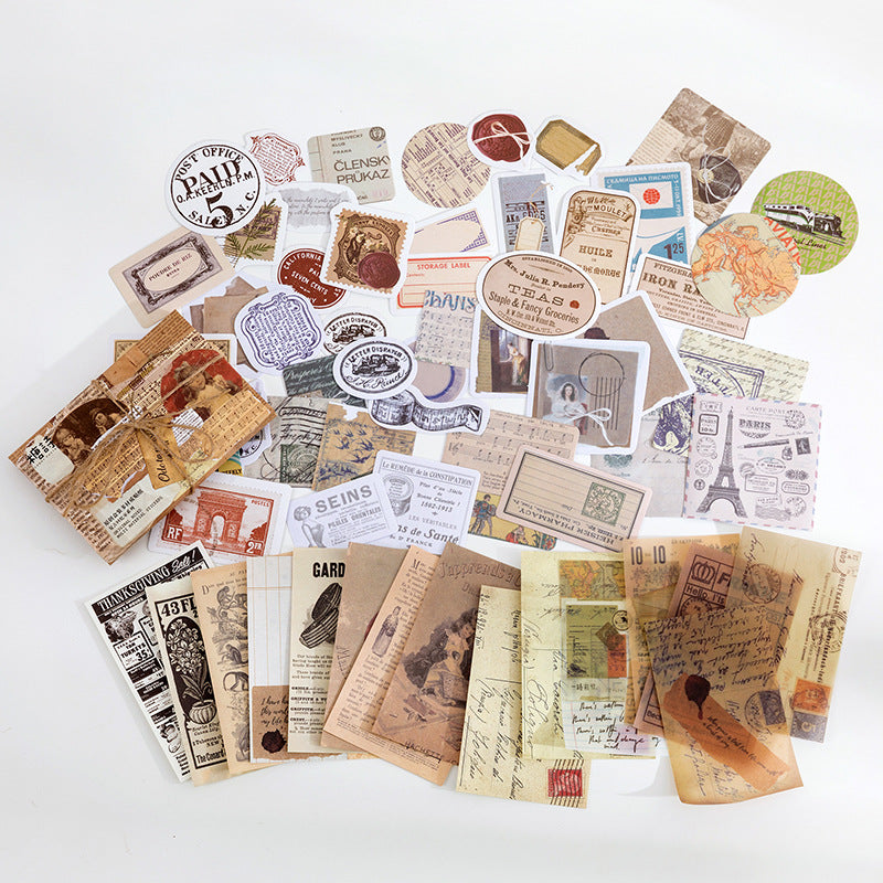 Vintage Design Stickers - Retro Aesthetic, 60 Pcs - ViktaShop