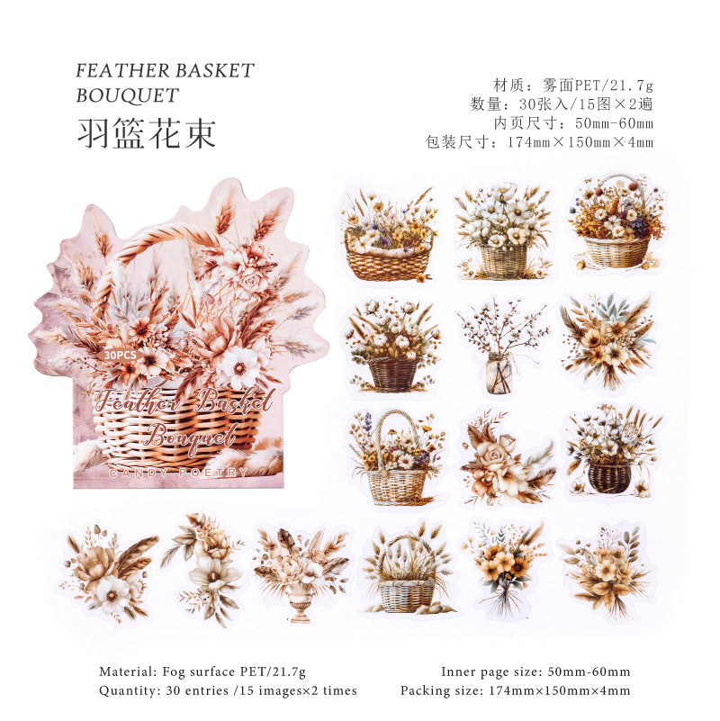 Sugar Poetry Fog PET White Ink Sticker Bag - Forest Box Series, 30 Pcs - ViktaShop
