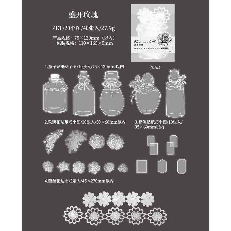 Flower Feather Series PET Stickers