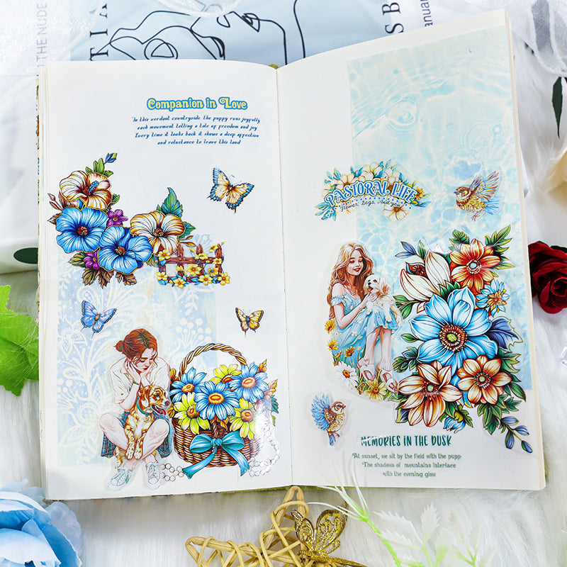 Retro Flower Hand Account Tape – Antique Material, PET Tape - 2m - ViktaShop