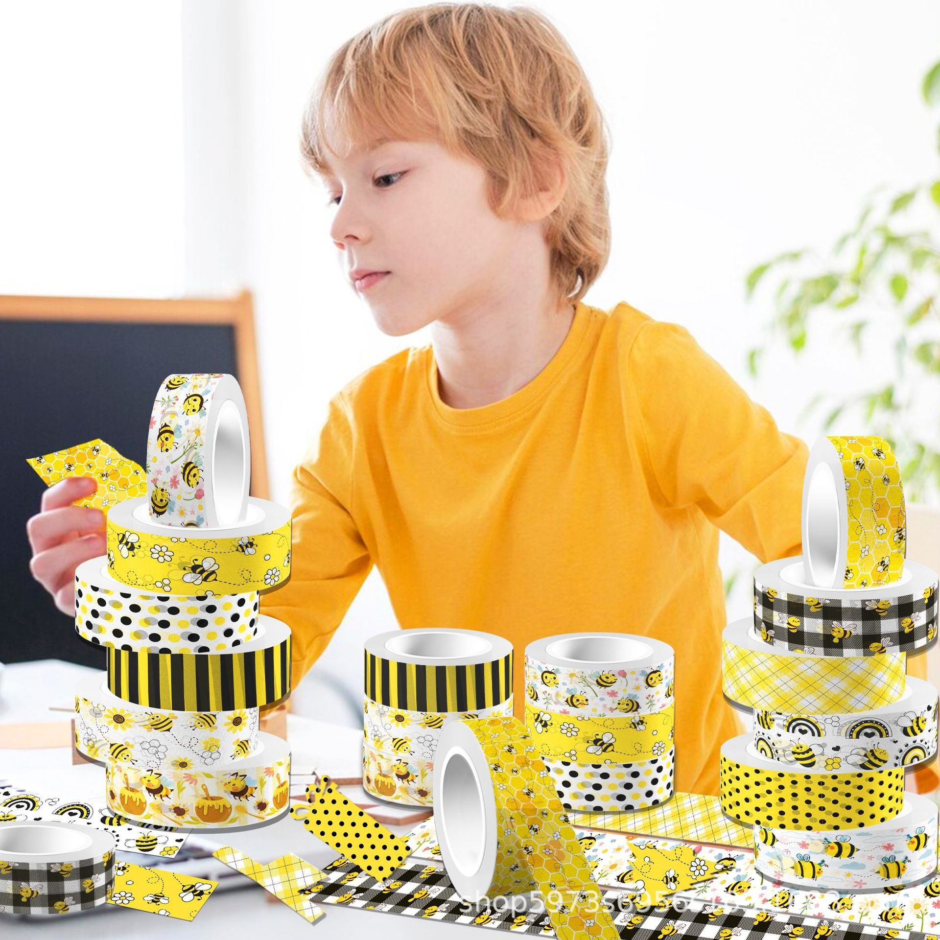 Bee & Honey Flower Washi Tape – Transparent Roll for DIY & Journals, 5m - ViktaShop