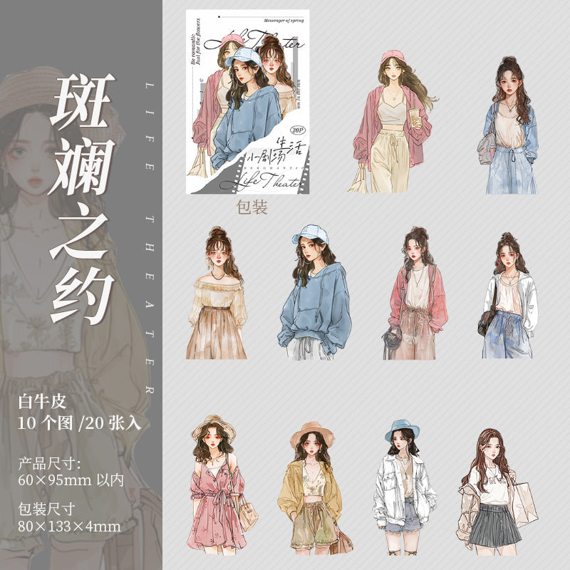 Sticker Pack – Life Drama & Light Retro Fashion, 20 Pcs - ViktaShop