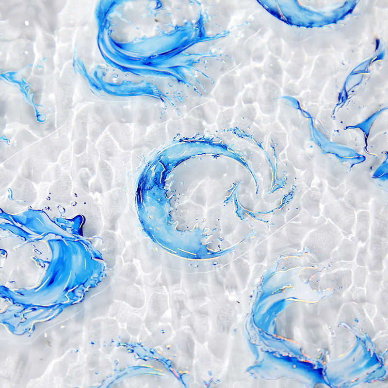 PET Stickers – Sea Wave & Water Drop DIY Decoration, 20 Pcs - ViktaShop