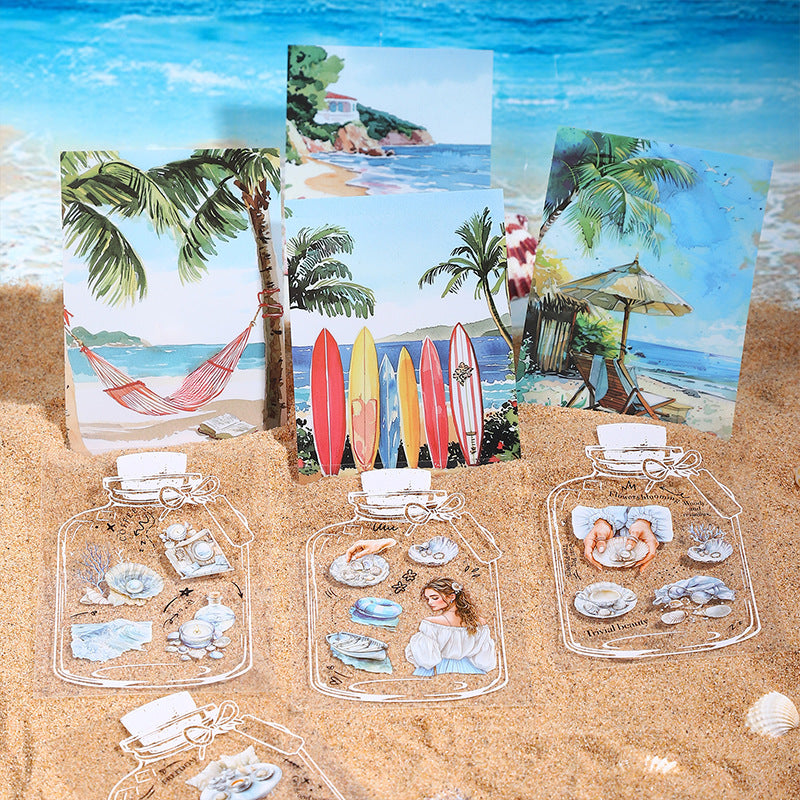 Summer Wave Bottle PET Sticker Book, 6 Options - ViktaShop