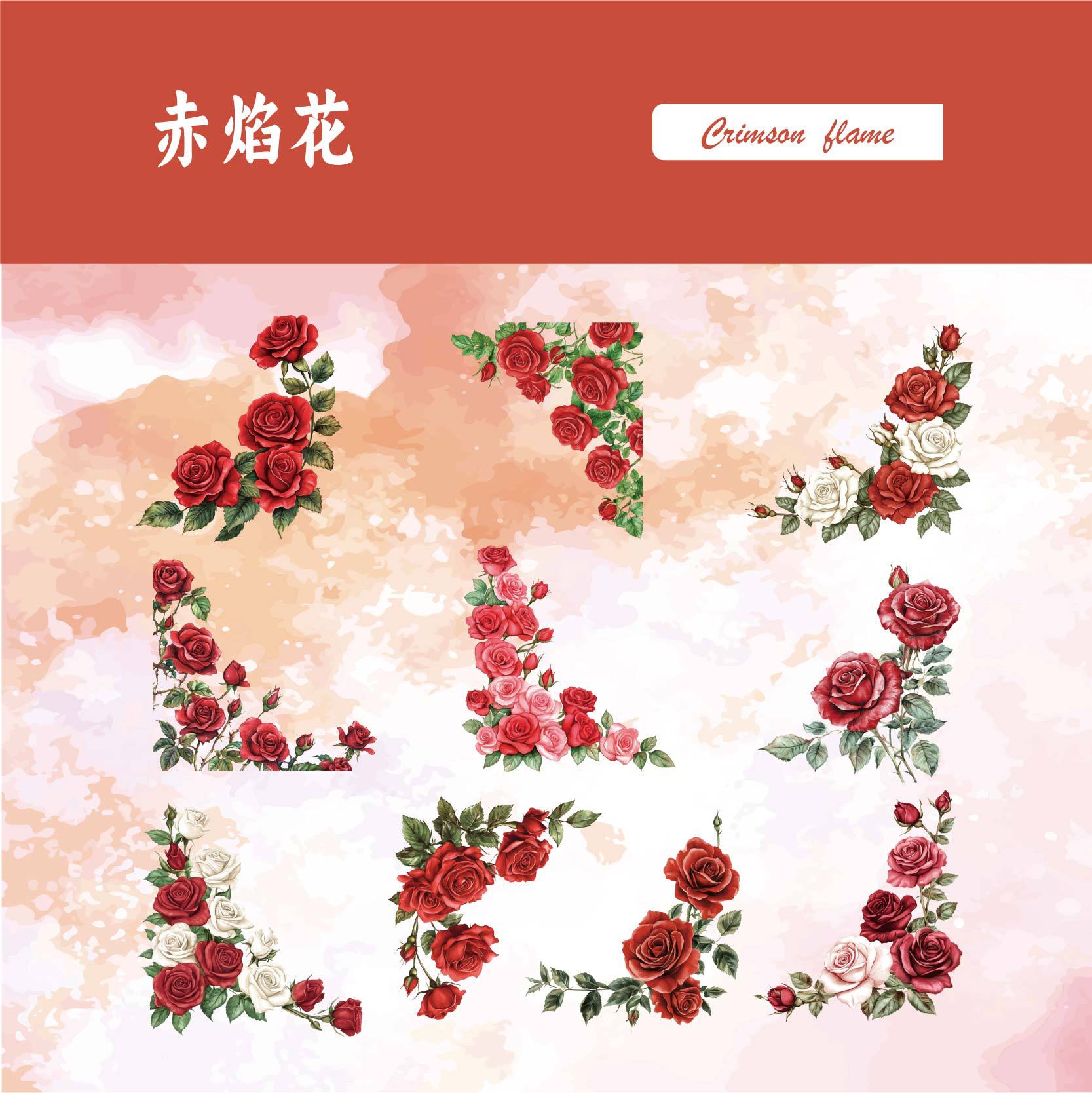 Retro Flower Corner Stickers – DIY Plant Border for Hand Accounts, 6 Options - ViktaShop