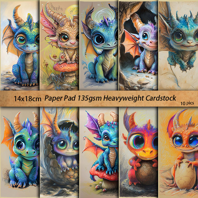 Retro Animal Pattern Scrapbooking Base Paper - Vintage Style, 10 Sheets - ViktaShop