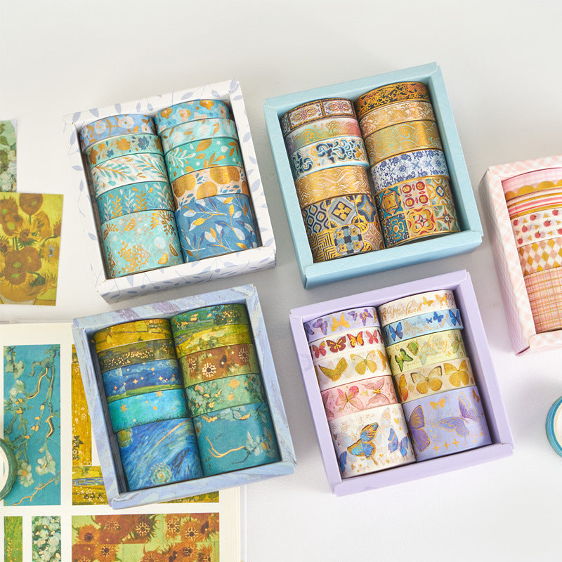 Creative Journaling Materials Box Set - Washi Tape & Stickers, 10 Pcs - ViktaShop