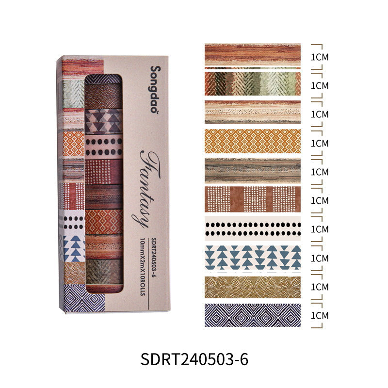 Fantasy Series & Paper Tape Suit, Retro Style, 10 Rolls - ViktaShop