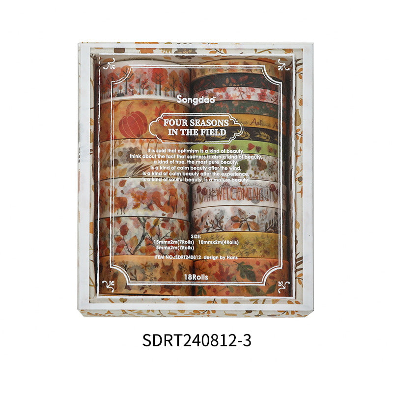 Four Seasons Series – Flower Elements Paper Tape Set, 18 Rolls - ViktaShop