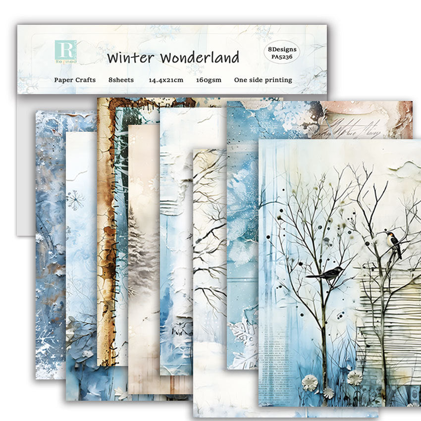 Christmas Winter Background Pattern Paper, 8 Sheets - ViktaShop