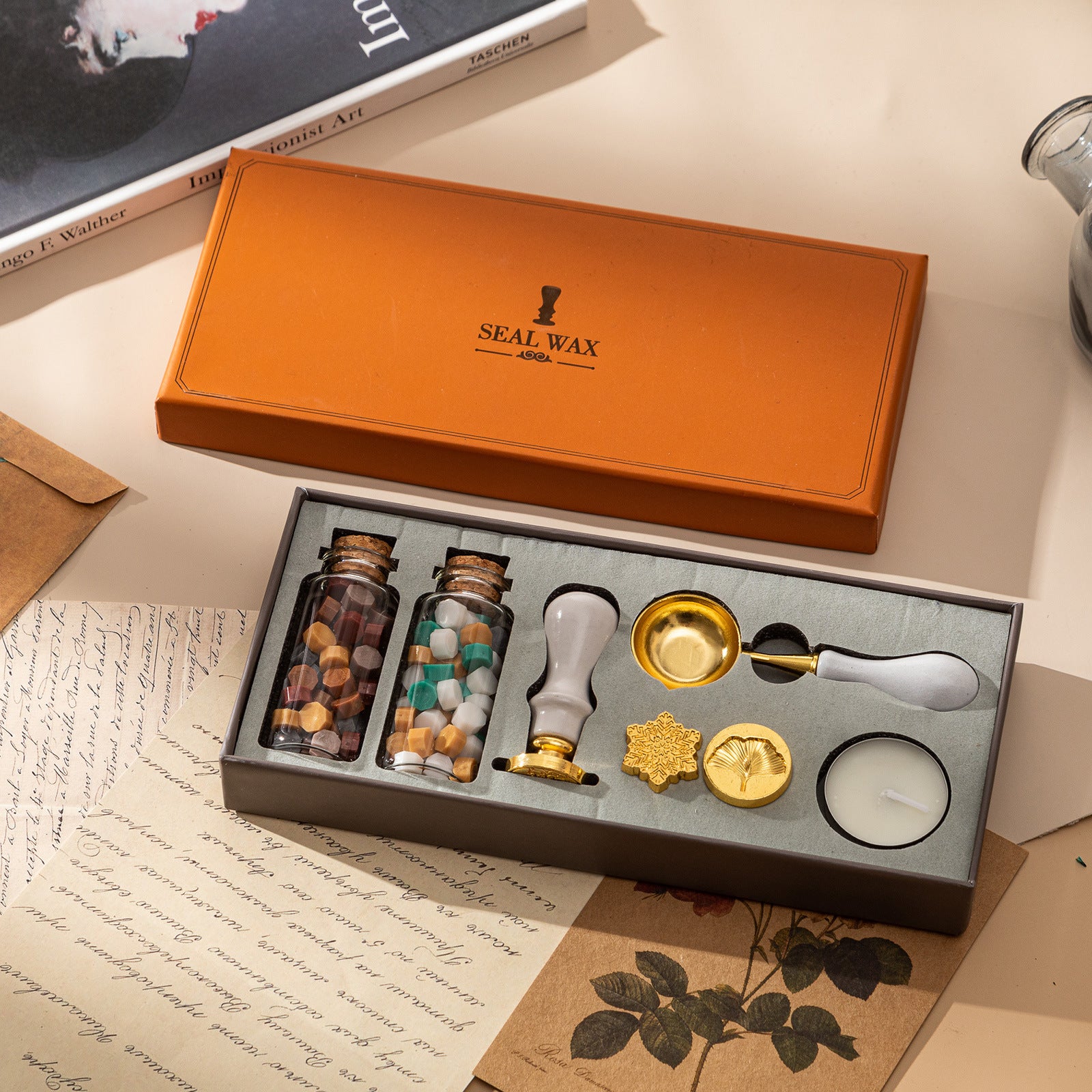 Vintage Fire Paint Seal Gift Box – Christmas Wax Seal Set with Log Handle - ViktaShop