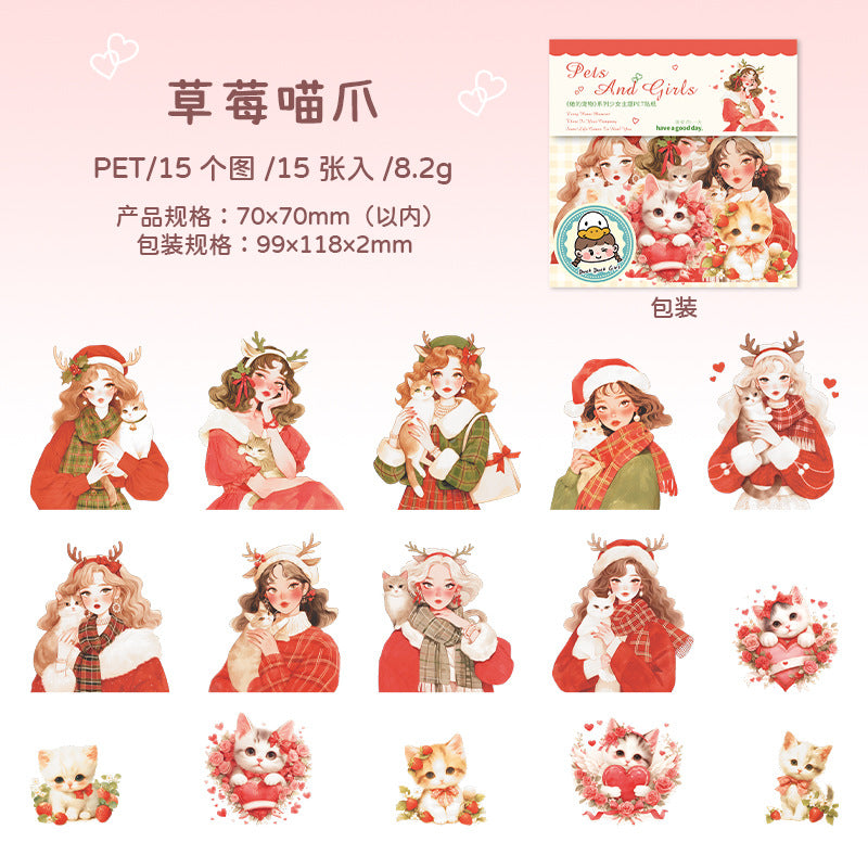 Girls Theme PET Stickers - Strawberry, Meow Claw & More - ViktaShop