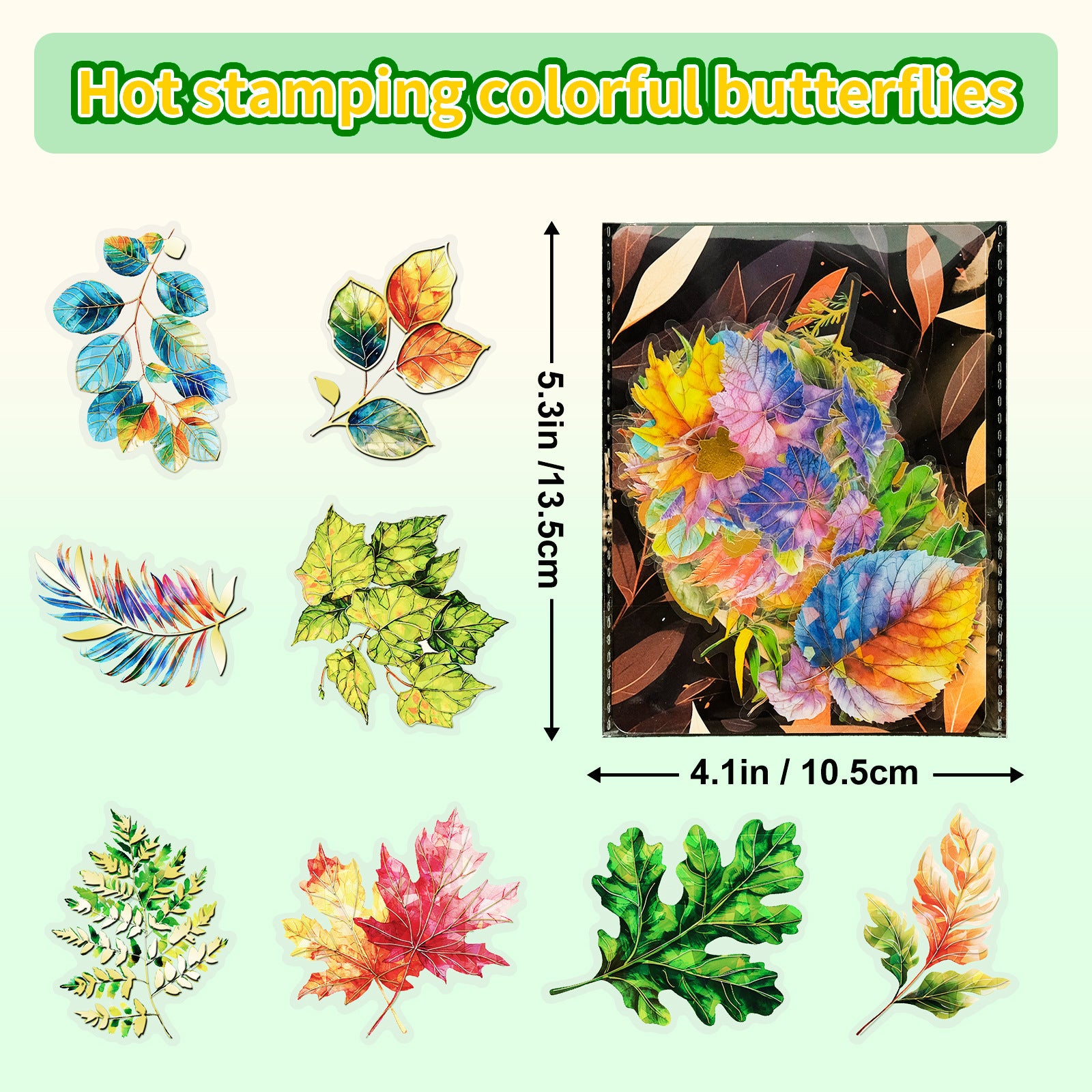 PET Leaf Stickers – 3D Bronzing Laser, 30 Pcs - ViktaShop