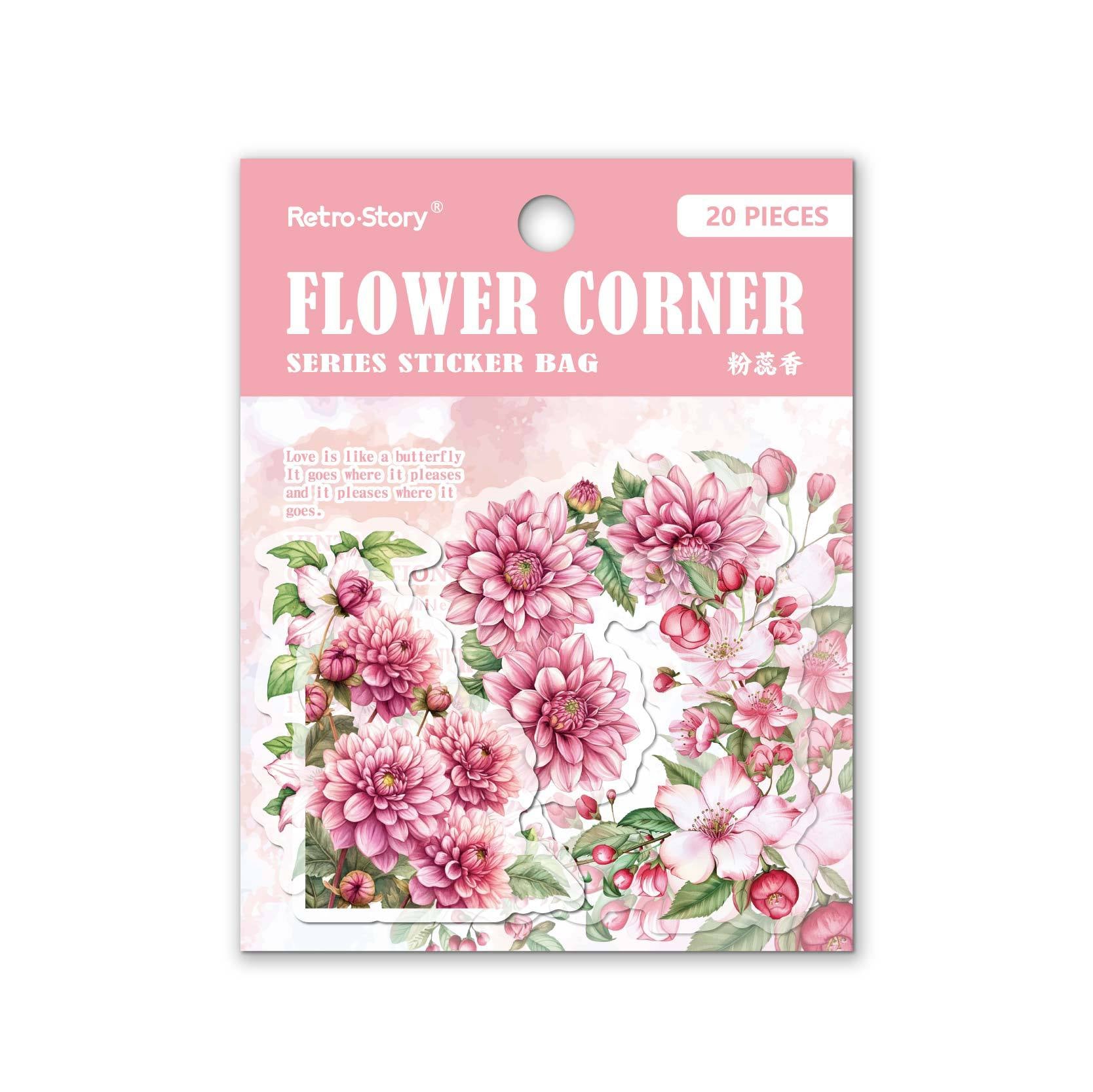 Retro Flower Corner Stickers – DIY Plant Border for Hand Accounts, 6 Options - ViktaShop